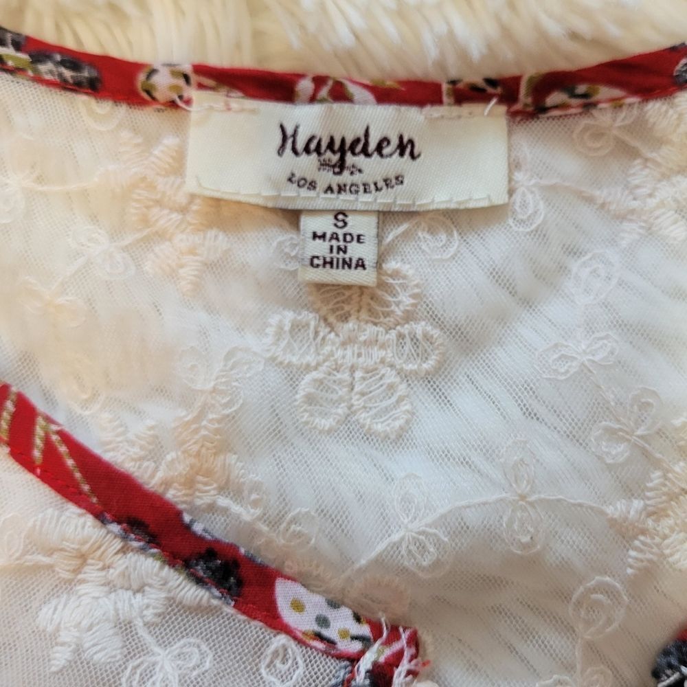 Hayden red floral peasant mini dress sz Small - Picture 7 of 13